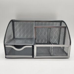 Annova Silver Wire Mesh Desk Organizer 1 Drawer 6 Compartments New in Box
